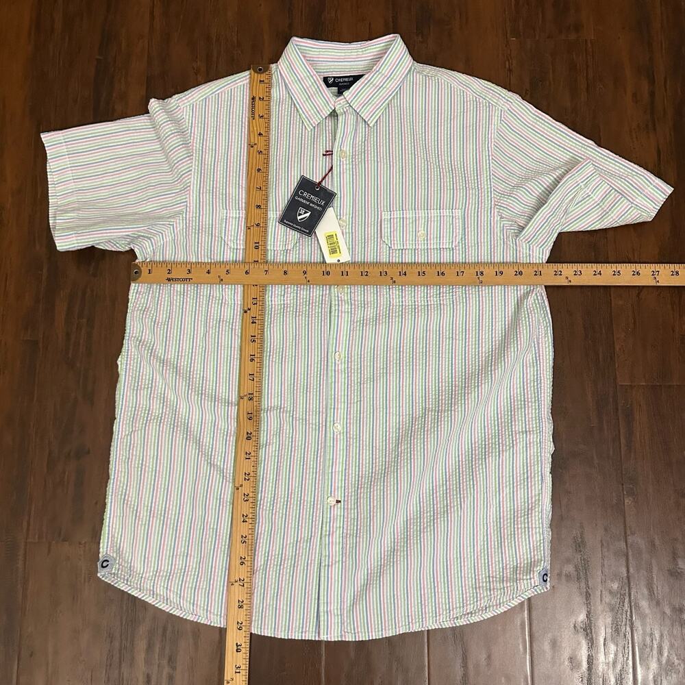 CREMIEUX Seersucker Camp Shirt Striped Classics Cotton Short Sleeve NWT - Picture 9 of 9
